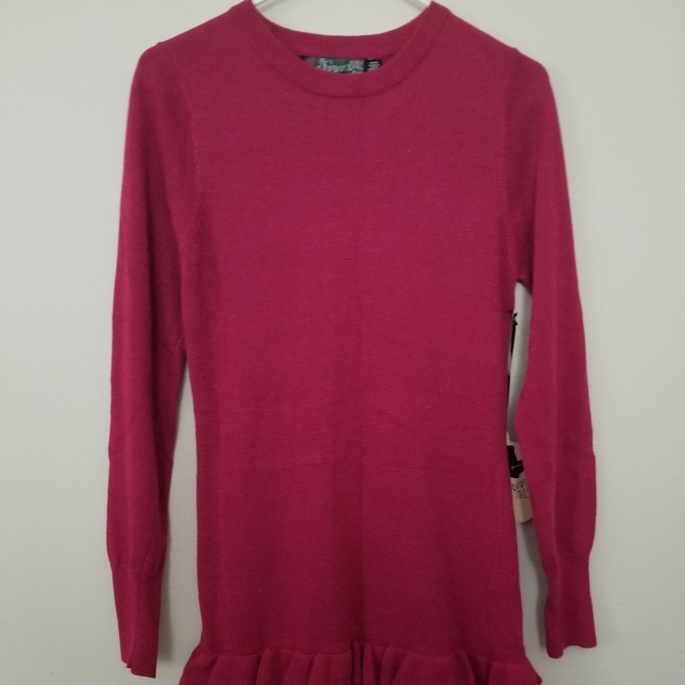 Forever 21 short ruffled sweater dress fuchsia